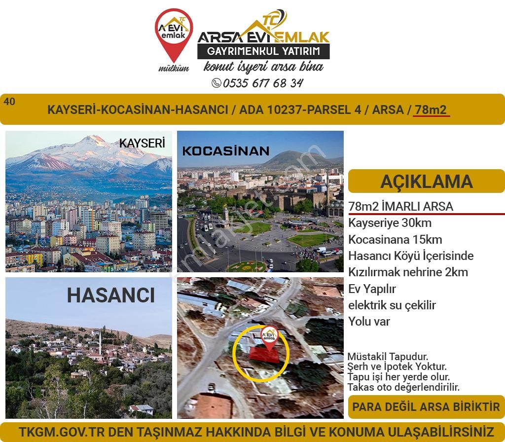 Kocasinan Hasancı Satılık Konut İmarlı Kayseri-kocasinan-hasancı-77m2 İmarlı Arsa