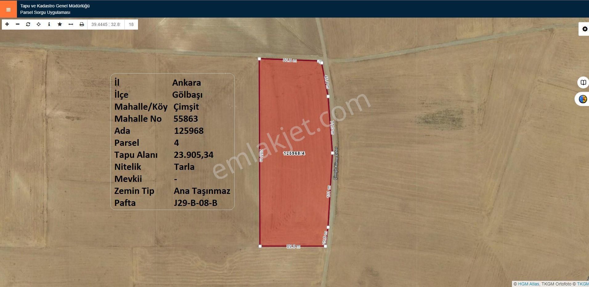 Gölbaşı Çimşit Satılık Tarla Ankara,gölbaşı,çimşit Mahallesi,tek Tapu-kök Tapu, 23.905 M2