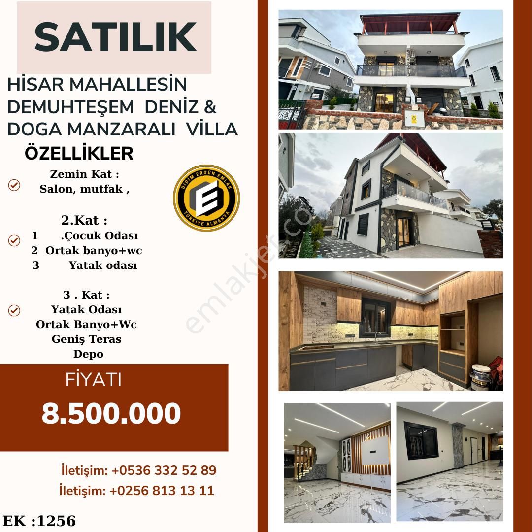 Didim Hisar Satılık Villa Hisar Mahallesin De Muhteşem Deniz & Doga Manzaralı Villa ( Ek: 1256)