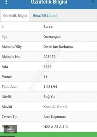 Osmangazi Demirtaş Barbaros Satılık Bağ & Bahçe Demirtaş Barbarosta 5000'lik Planda Hobi Bahçesi Fırsat Arazi!!!