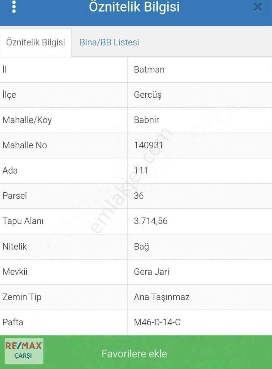 Gercüş Babnir Köyü Satılık Bağ & Bahçe Remax Çarşı Ofisi'nden Batman Gercüşte 3714 M2 Satılık Bağ