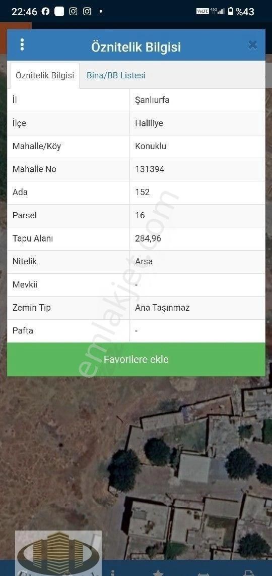 Haliliye Konuklu Satılık Konut İmarlı Konuklu Mahallesi'nde 285m2 3 Kat Müstakil İmarlı Arsa