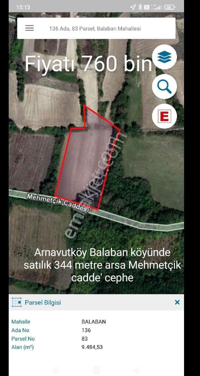 Arnavutköy Balaban Satılık Tarla Arnavutköy Balaban Köyünde Acil Satılık 344 Metre Arsa