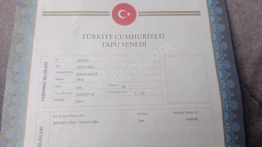 Gölyaka Hacıyakup Köyü Satılık Konut İmarlı Üniversite Hocasından Villalık Satlık Arsa