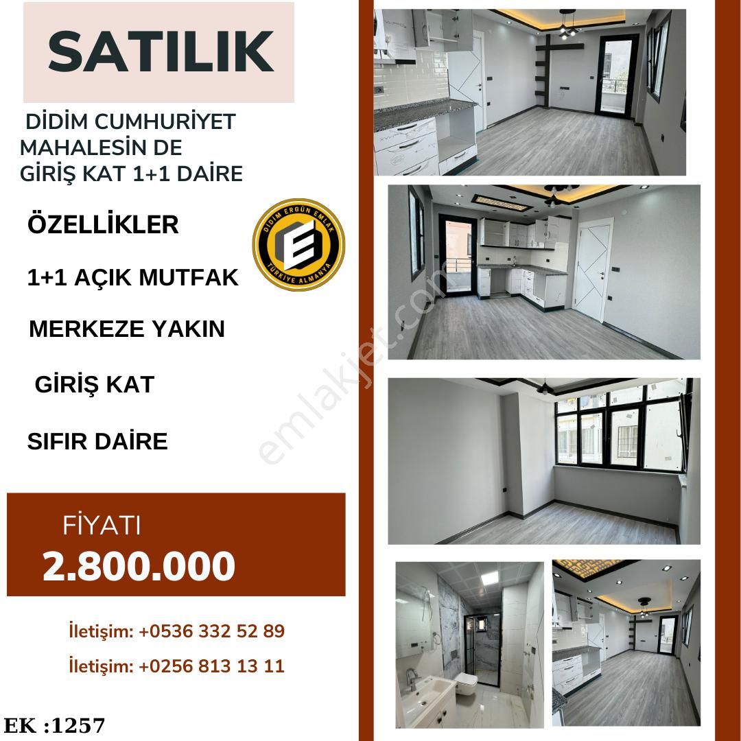 Didim Cumhuriyet Satılık Daire Didim Cumhuriyet Mahalesin De Giriş Kat 1+1 Daire ( Ek: 1257 )