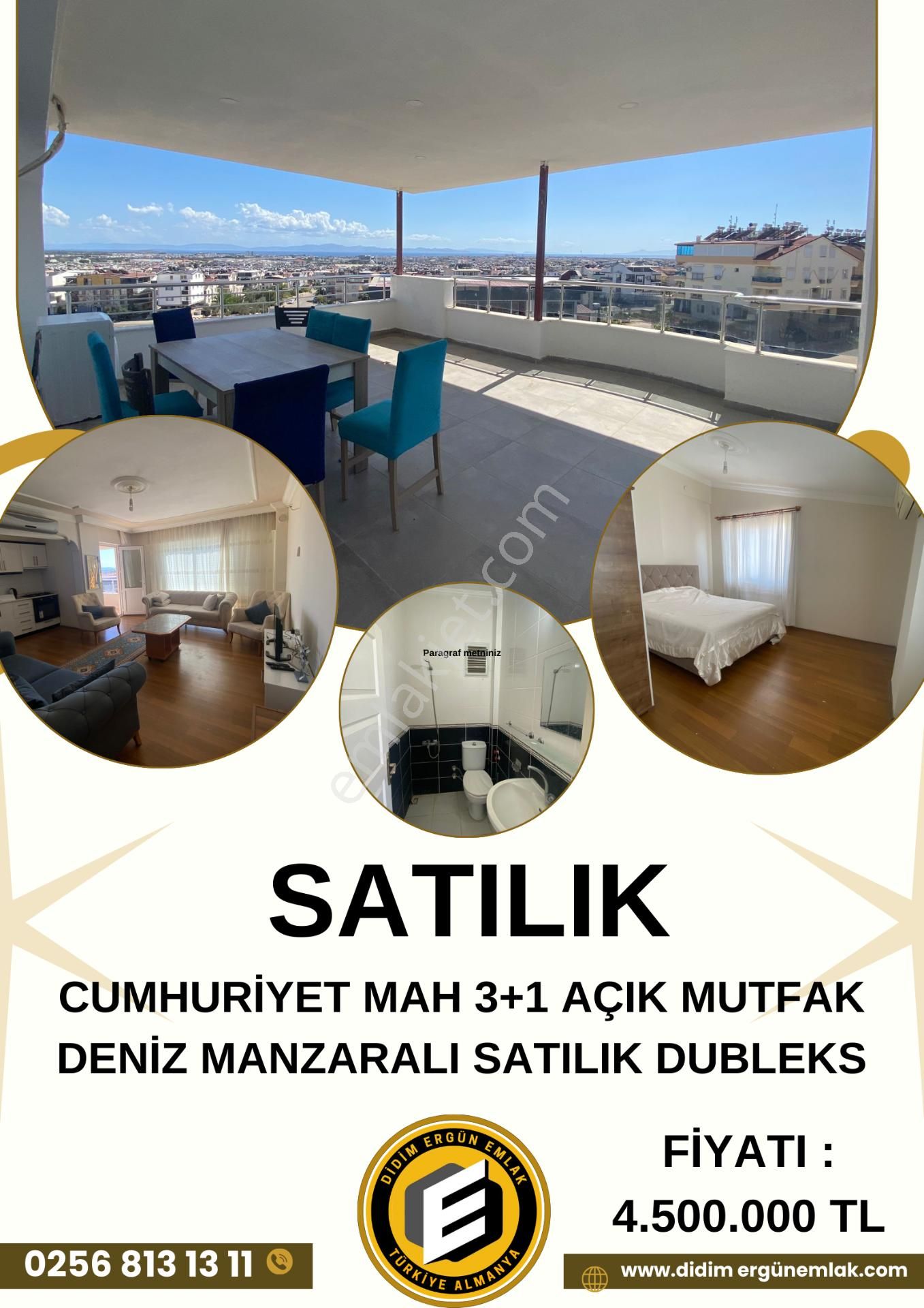 Didim Cumhuriyet Satılık Daire Didim Cumhuriyet Mahalesin De 3+1 Açık Mutfak Deniz Manzaralı Satılık Dubleks Ek: ( 1250)