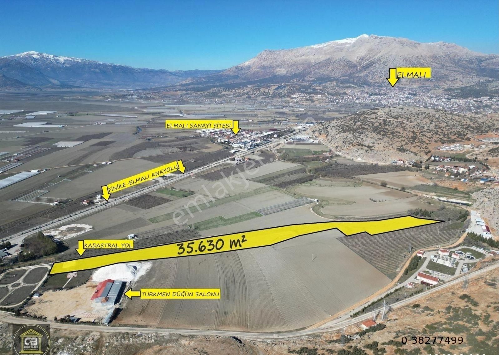 Antalya Elmalı Satılık Depo, Antrepo İzinli Elmalı Düdenköy Mah. Depo, Düğün Salonu Ve Ardiye Yapımına Uygun 35.630 M² Tarla Satılıktır