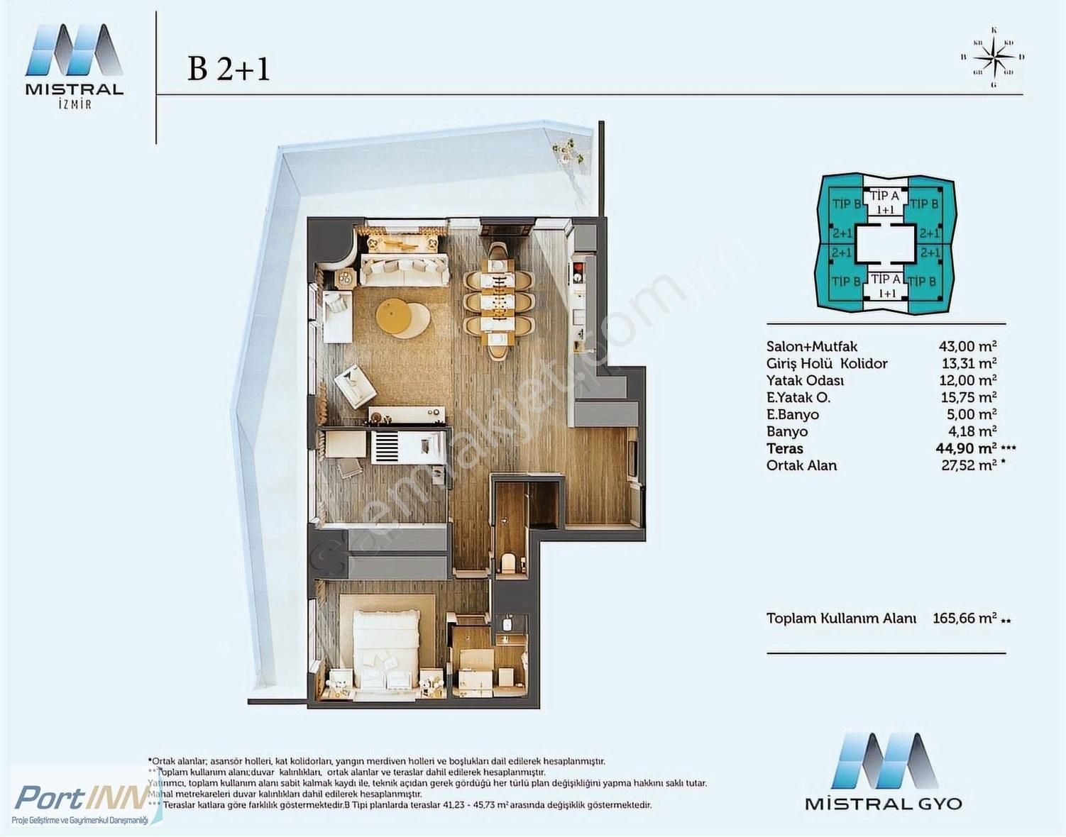 Konak Çınarlı Satılık Residence Portınn Den Mistral İzmir Deniz Manzaralı Satılık 2+1 Residence