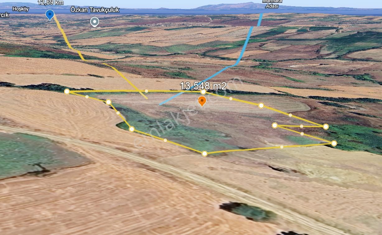 Biga Yenimahalle Köyü Satılık Tarla Azmir'den Satılık Çanakkale Biga'da 13548 M2 Tek Tapu Tarla