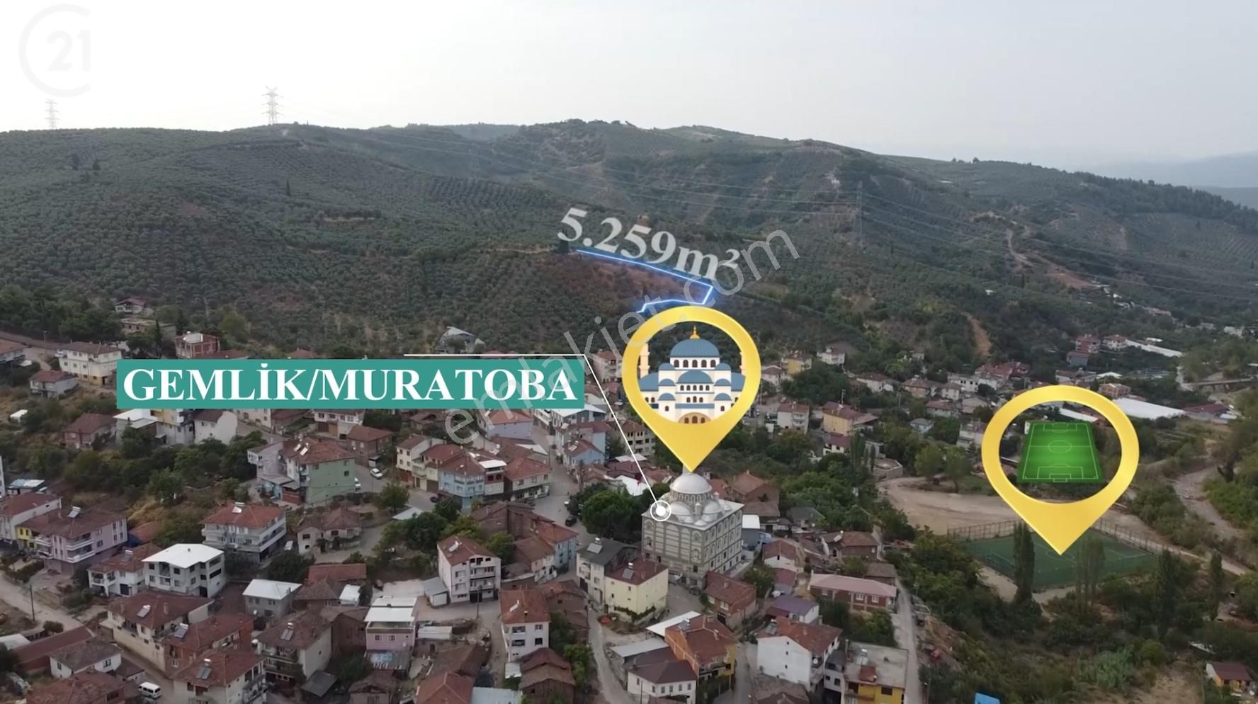 Gemlik Muratoba Satılık Konut İmarlı C21 Cius; Muratoba Köyiçi İmarlı 5259 M2 Zeytinlik