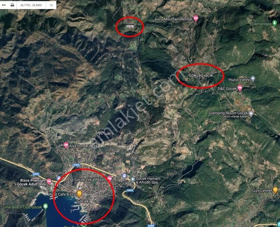 Fethiye Göcek Satılık Zeytinlik Ev Takaslı - Fethiye, Göcek'te 1453 M2 Tek Tapu Süper Yatırımlık Arazi