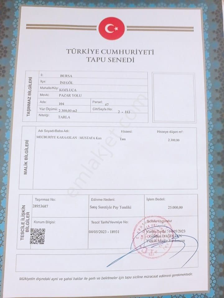 İnegöl Kozlucada Fırsat 2300 M2 Tarla - Görsel 3
