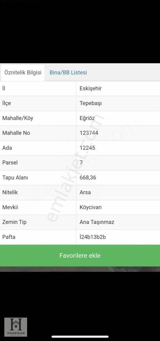 Tepebaşı Eğriöz Satılık Konut İmarlı Hanedan'dan Eğriöz Mh. Gölet Manzaralı Arsa