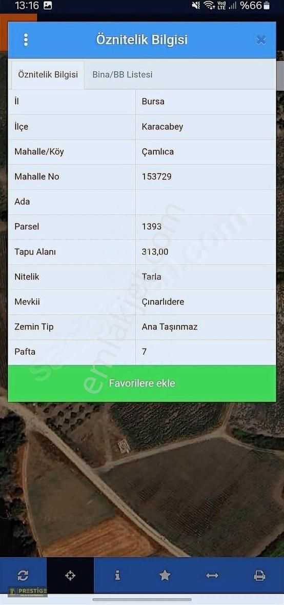 Karacabey Çamlıca Satılık Tarla Bt Prestigeden Satılık Fırsat Tarla