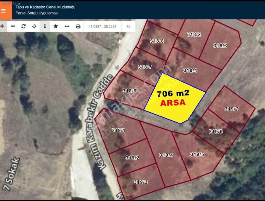 Asarcık Biçincik Satılık Konut İmarlı Samsun Asarcık Merkez'de 12 Dairelik İmarlı Tek Tapu 706 M2 Arsa