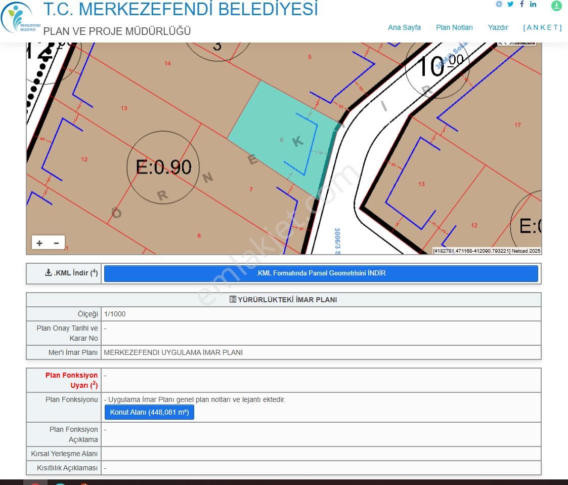 Merkezefendi Hallaçlar Satılık Konut İmarlı Hallaçlarda 3 Kat İmarlı 448 M2 Arsa