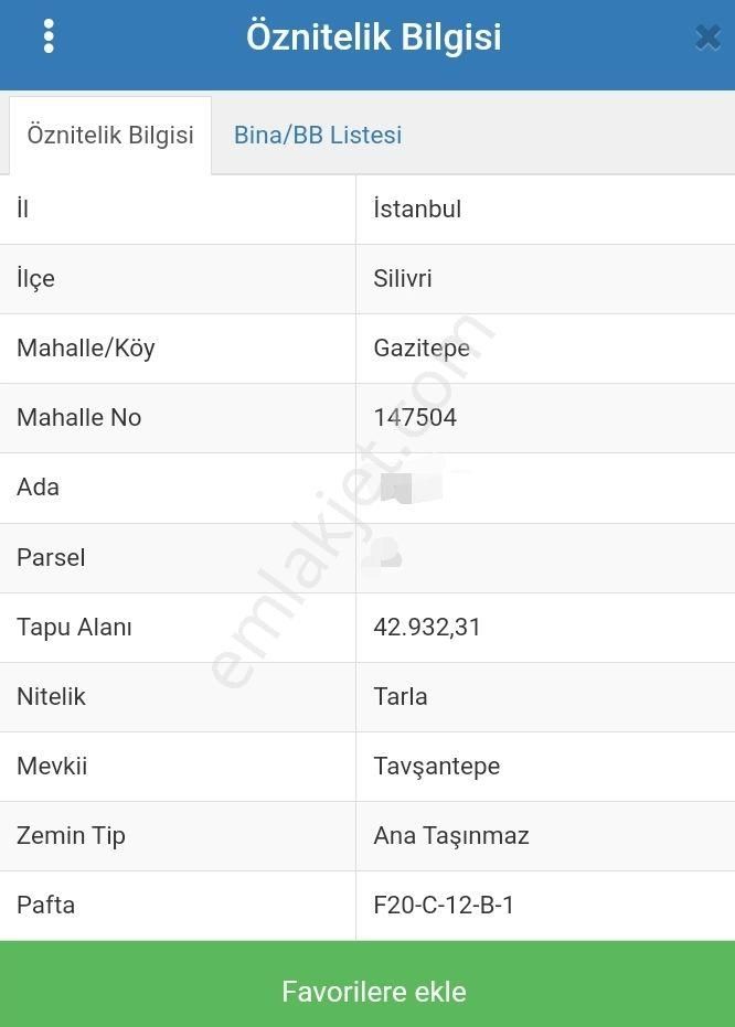 Silivri Gazitepe Satılık Tarla Silivri Gazitepe