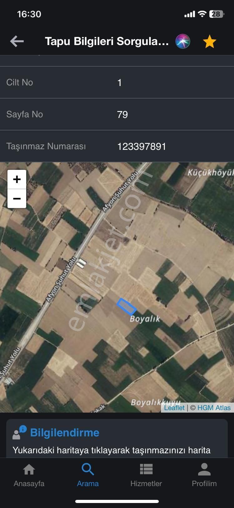 Afyon Emlak Ofisinden Satılık Tarla