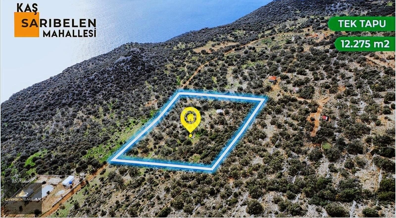 Kaş Sarıbelen Satılık Tarla Kaş Sahil Sarıbelen'de 12.675 M2 Tek Tapu Deniz Manzaralı Arsa