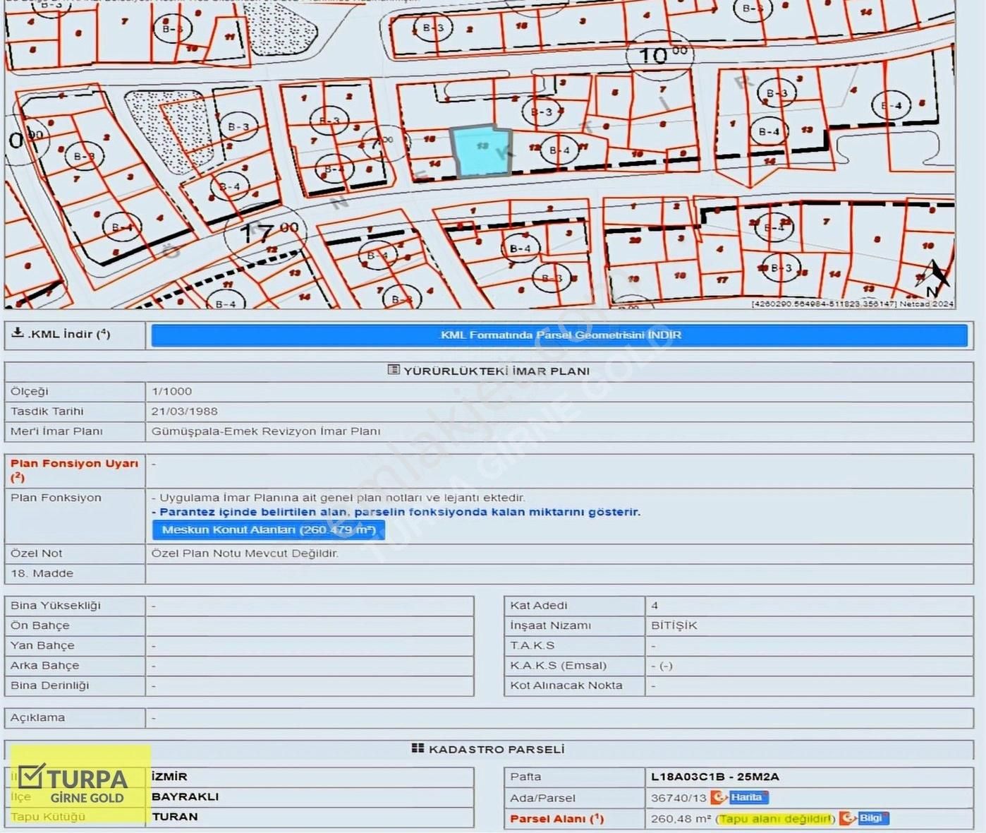 Bayraklı Org. Nafiz Gürman Satılık Müstakil Ev Emek Mahallesinde 260 M2 Arsa İçerinde Satılık Müstakil Ev