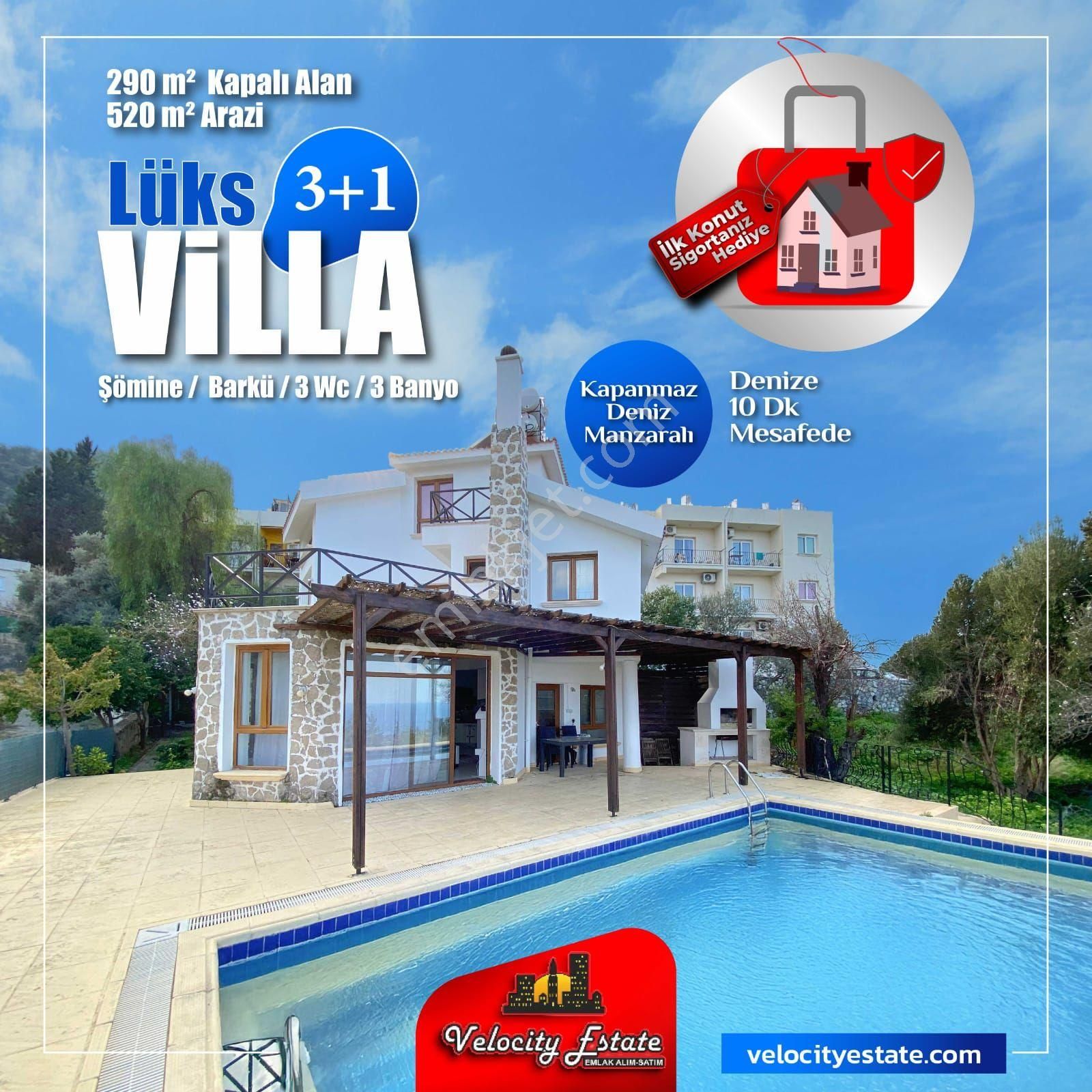 Girne Lapta Köyü Satılık Villa Girne Lapta Bölgesinde Eşsiz Manzaraya Sahip Lüx Satılık 3+1 Villa