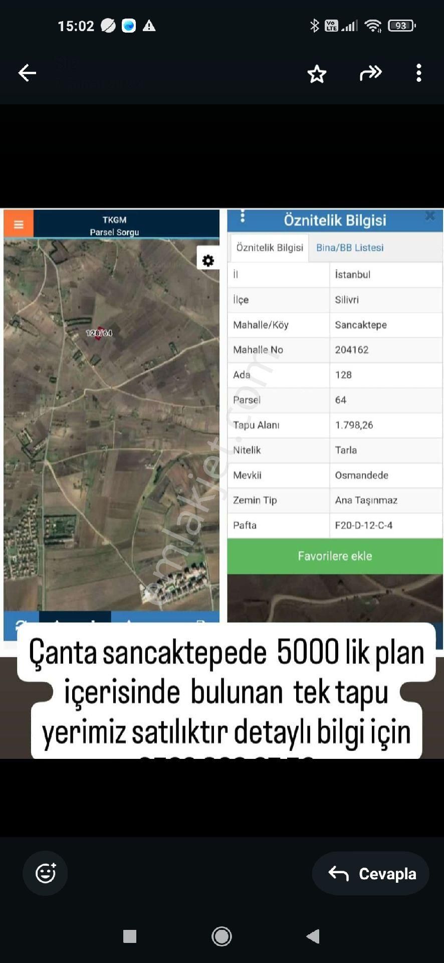 Silivri Çanta Sancaktepe Satılık Tarla Silivri Çantada Acil Satilık Arsa