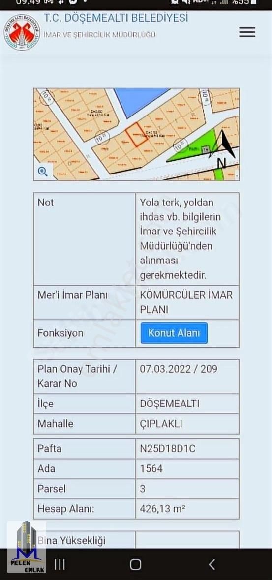 Döşemealtı Yeniköy Satılık Konut İmarlı Döşemealtı Yeniköy Çıplaklı Da Satılık 0.60 Emsal 426 M² Parsel