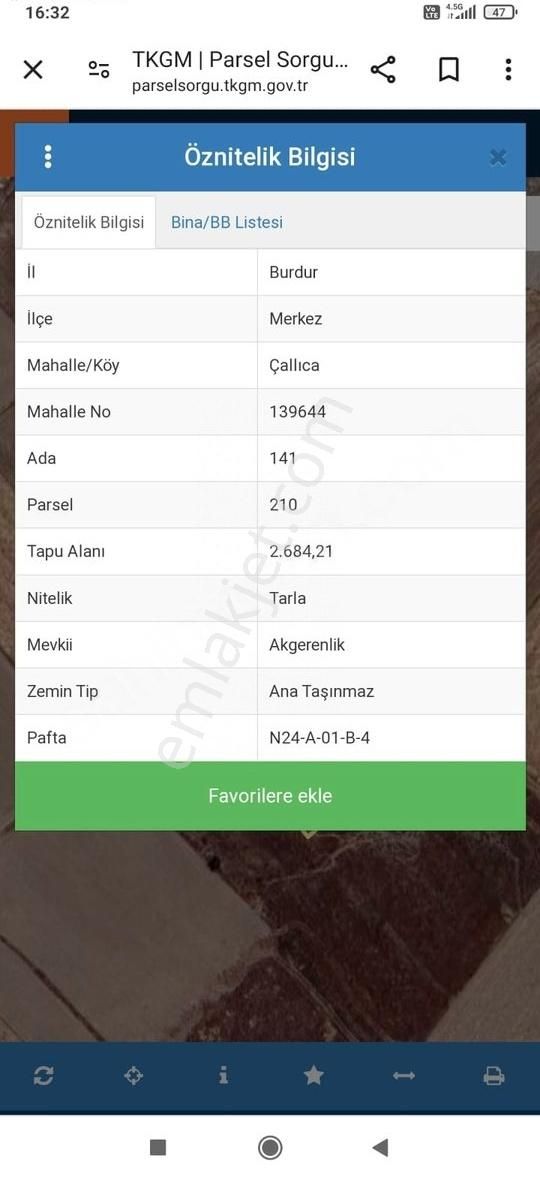 Burdur Çallıca Satılık Tarla Ana Yola Çok Yakın - Görsel 2