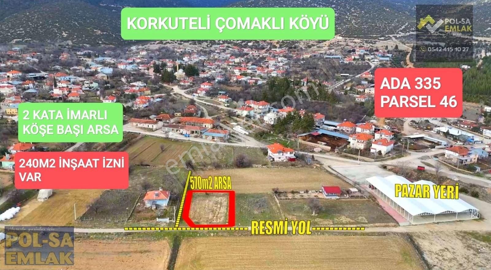 Korkuteli Çomaklı Satılık Konut İmarlı Korkuteli Çomaklı Köyü Satılık 570m2 Köşe Başi İmarlı Arsa