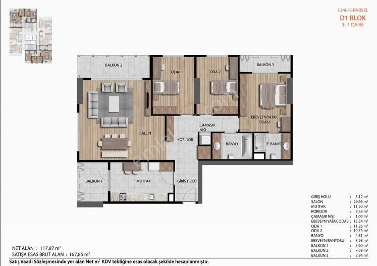 Başakşehir Ayazma Emlakkonutları Satılık 170 M2 Boş Ara Kat 3+1 - Görsel 7