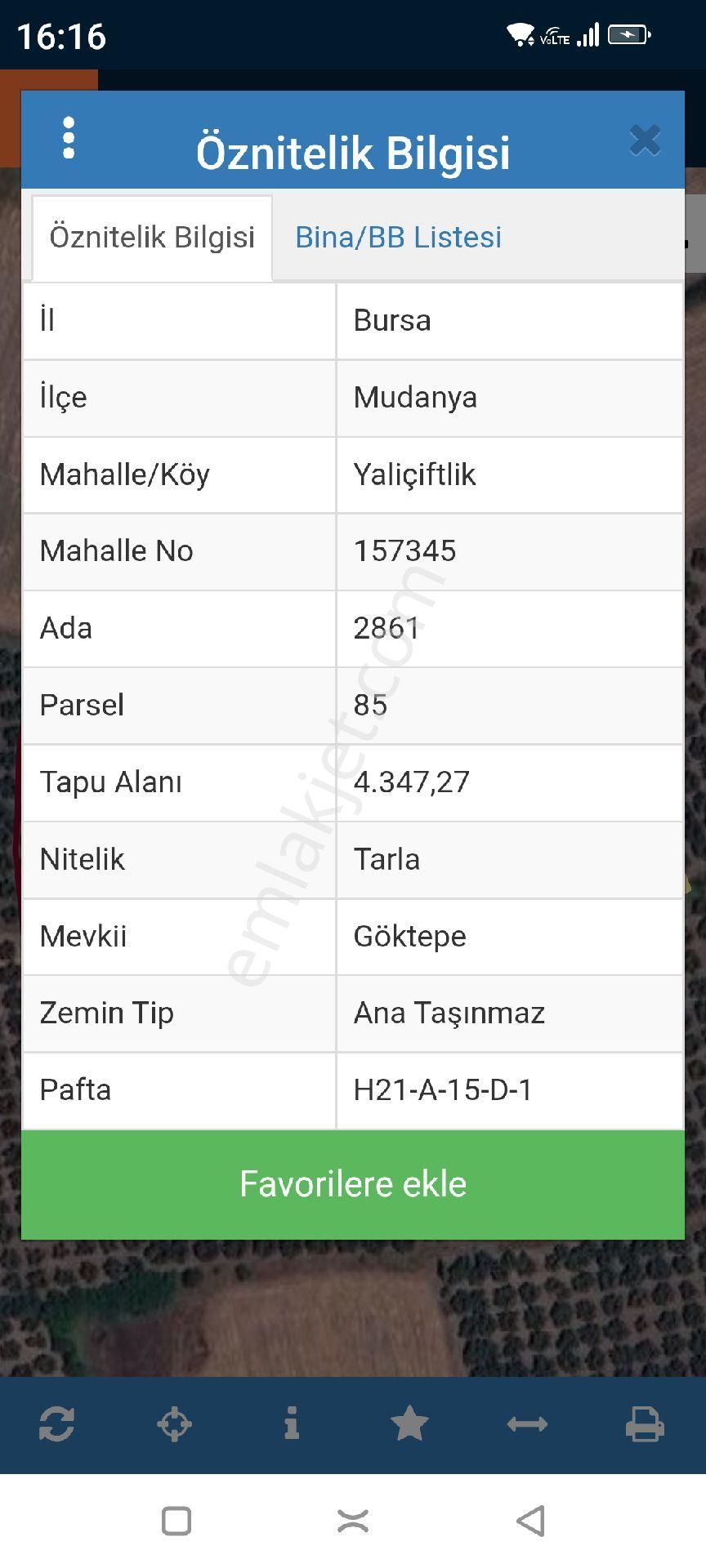 Mudanya Yalıçiftlik Satılık Tarla Mudanya Yaliçiftlik Mahallesi Satılık 9.300 Mt2 Tarla