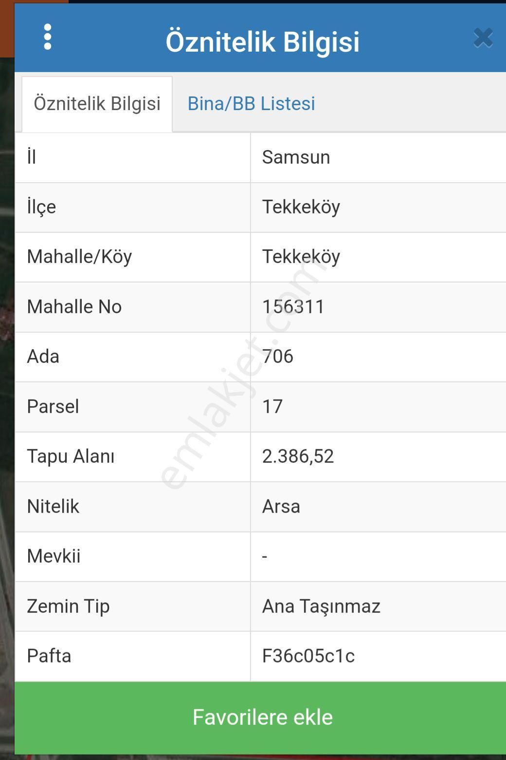 Tekkeköy Çinik Satılık Ticari İmarlı Tekkeköy Lojistik Yolunda Hurdacılar Sitesi Yanı Ticari İmarlı Arsa