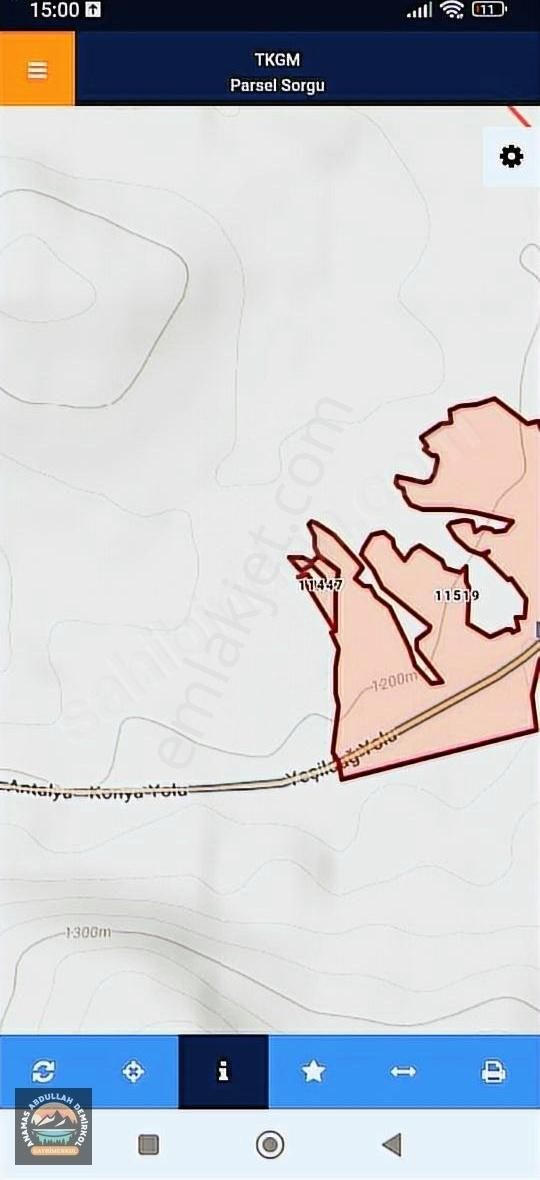 Beyşehir Üzümlü Satılık Tarla Üzümlüde Demirkapı Tüneli Yakını Konya- Antalya Yolunda 8.945 M²