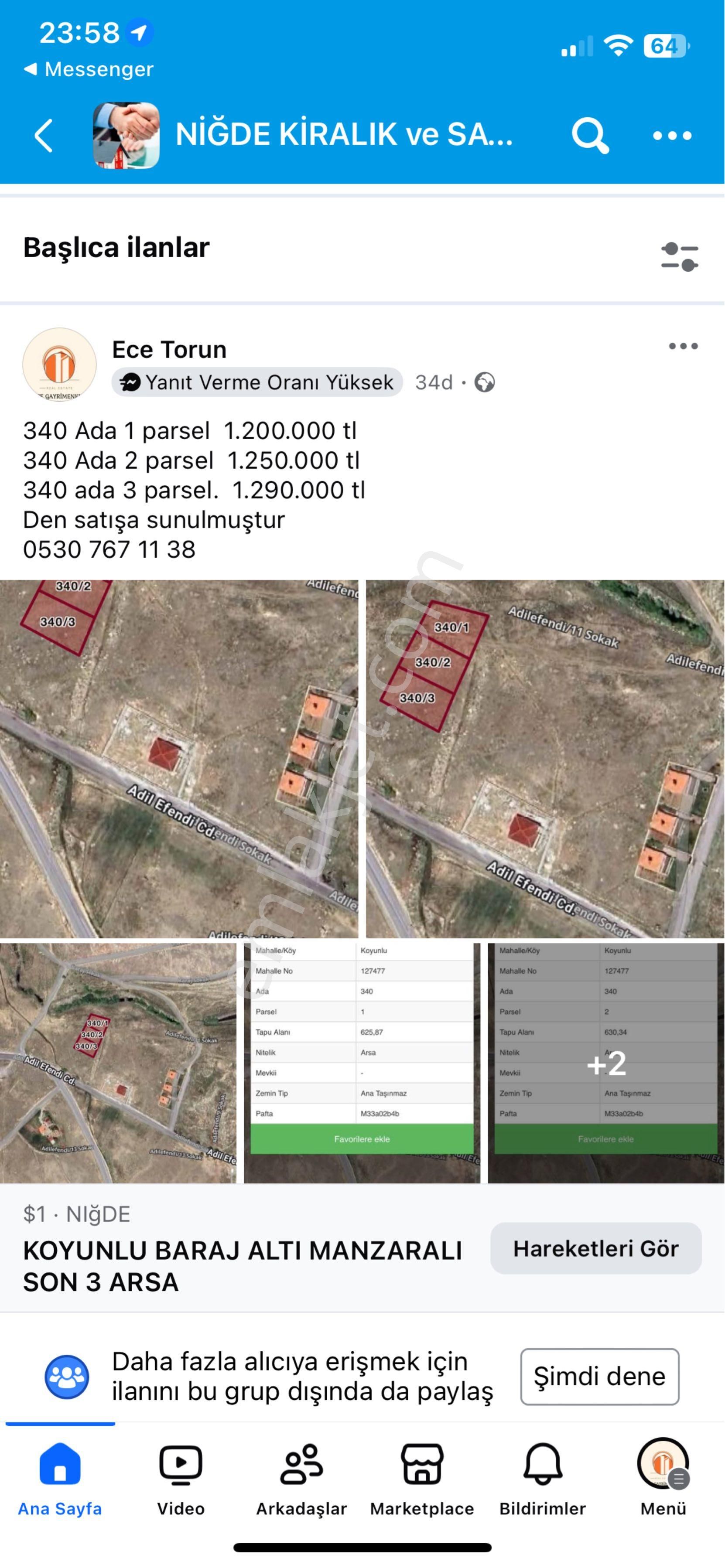 Niğde Merkez Koyunlu Köyü (Aşağı) Satılık Konut İmarlı Koyunlu Barajı Altında Villa Arsaları