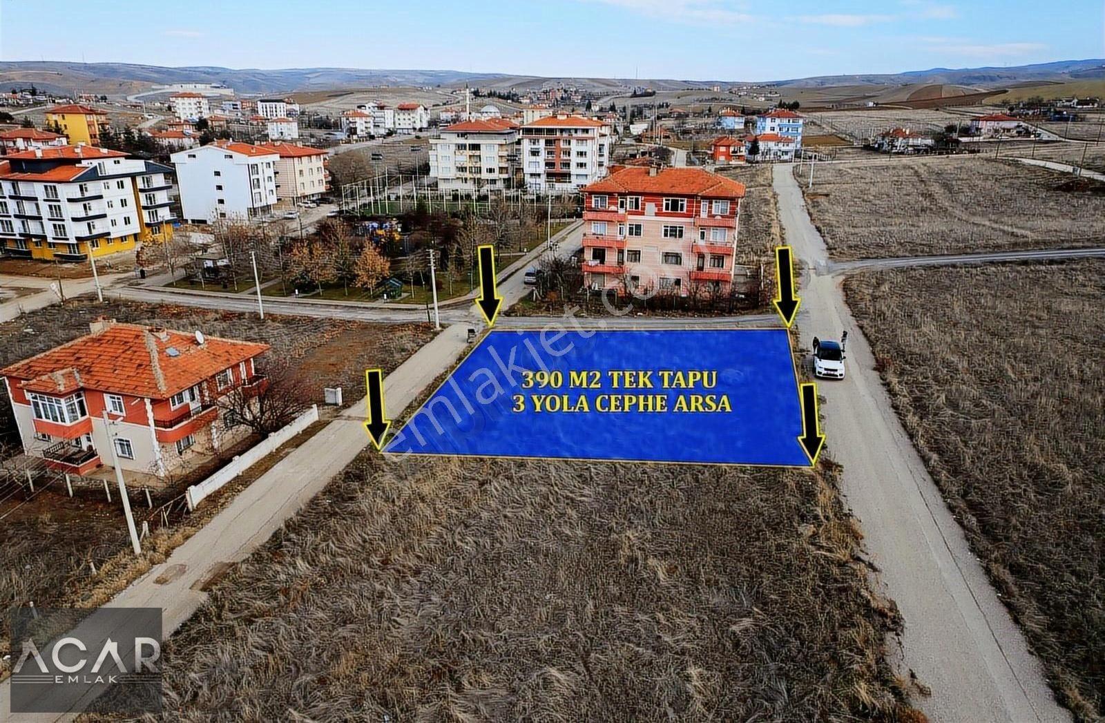 Akyurt Yıldırım Satılık Konut İmarlı Acar Emlak'tan Şehrin İçinde 3 Yola Cephe 4 Kat İmarlı Arsa ****