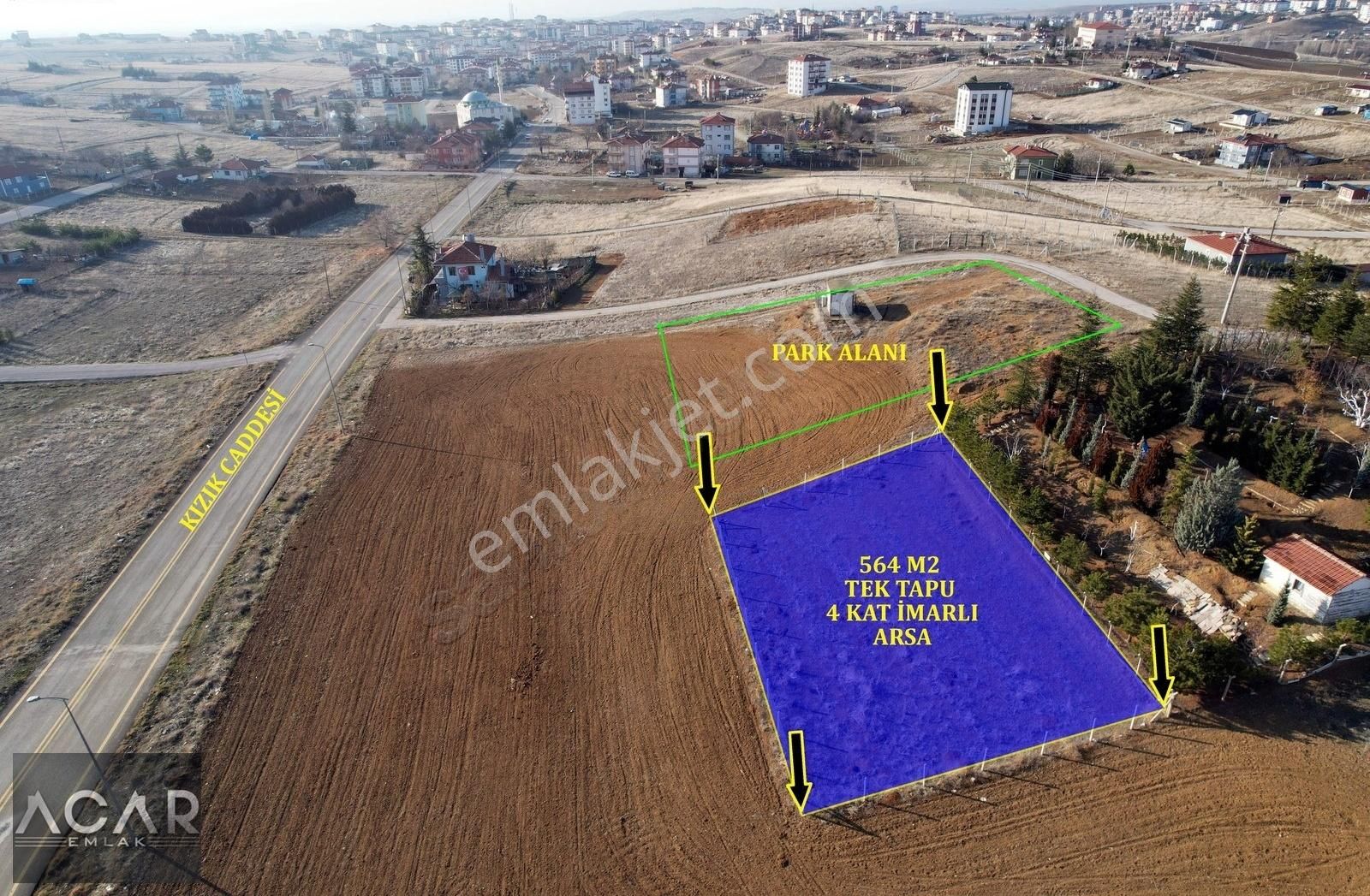 Akyurt Yıldırım Satılık Konut İmarlı Acar Emlak'tan , 564 M2 , 4 Kat Konut İmarlı Tel Örgülü Arsa !**