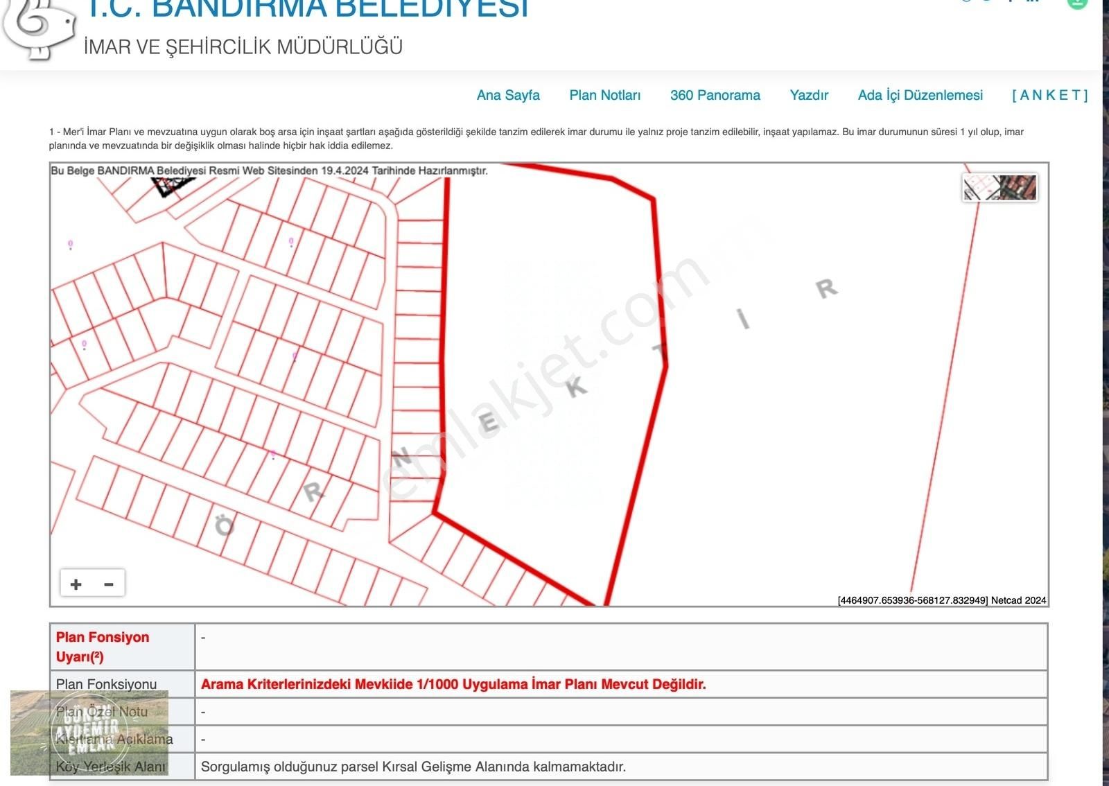 Bandırma Hıdırköy Satılık Tarla Aydemir Emlak'tan Deniz Manzaralı 21.367 M2 Değerli Arazi