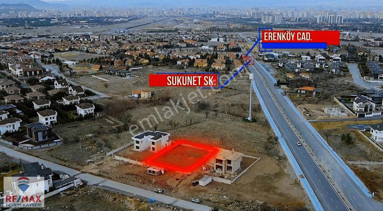 Melikgazi Erenköy Satılık Villa İmarlı Çay Bağlarında Park Cepheli Temiz 1000 M2 Villa Parseli