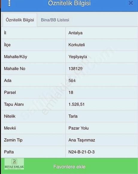 Korkuteli Yeşilyayla Satılık Tarla Korkuteli Yeşilyayla'da Köy İçinde Satılık 1.526m2 Tarla