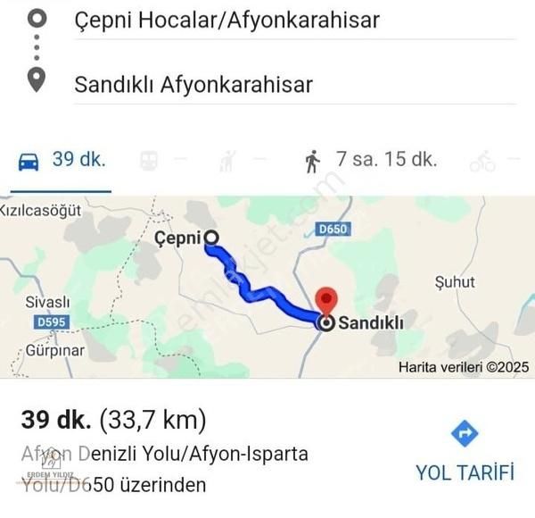 Hocalar Çepni Köyü Satılık Tarla Erdem Yıldız'dan Afyon Hocalar Çepni'de 2.195,59 M² Uygun Tarla