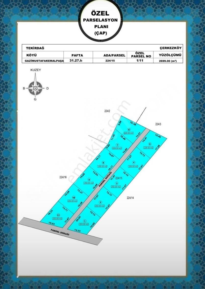 Çerkezköy Gazi Mustafa Kemalpaşa Satılık Tarla Gkc Gayrimenkul'den Çerkezköy G.m.k.p Mah 506 M² İmar Dibi Arsa