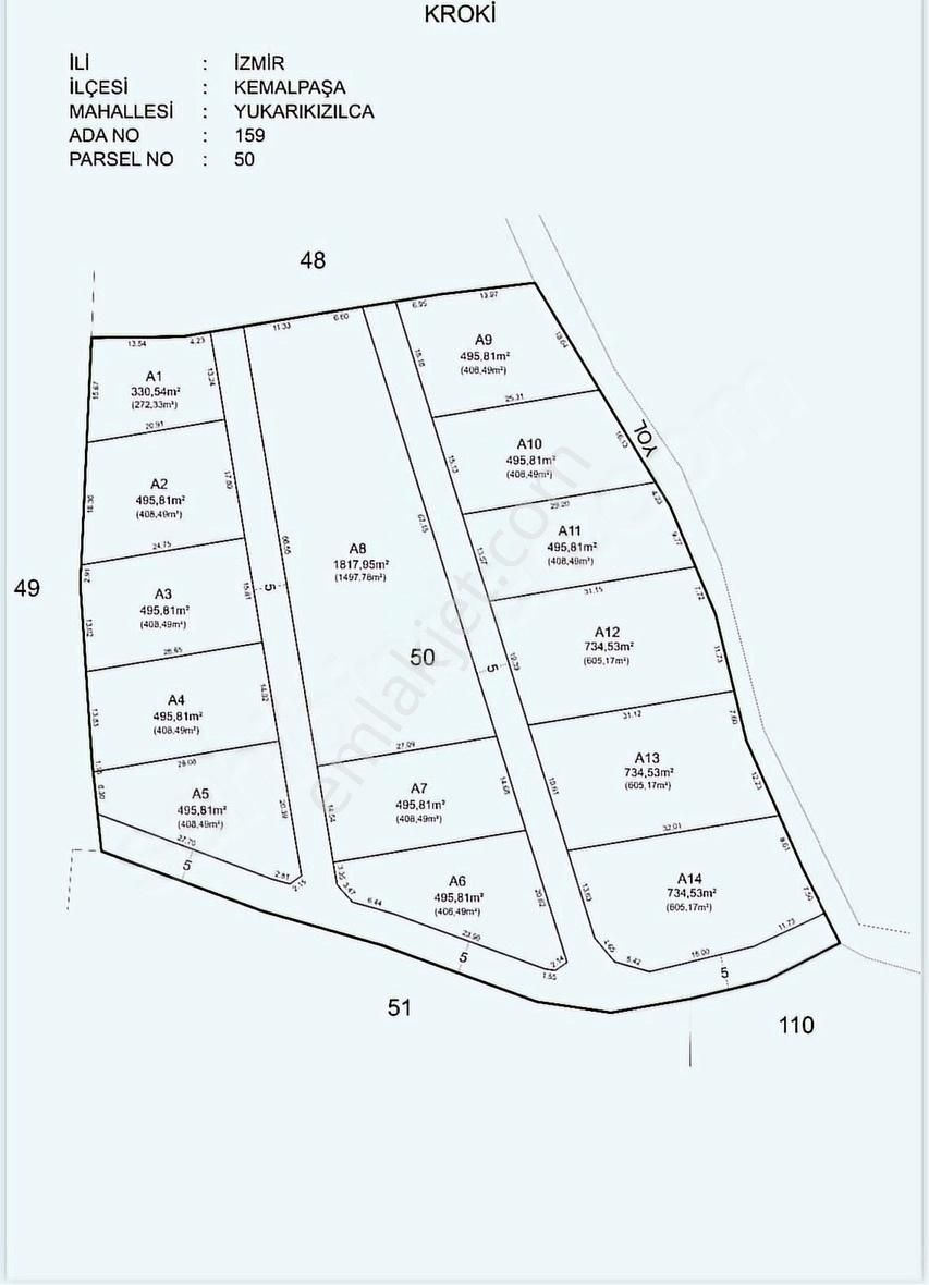 Kemalpaşa Yukarıkızılca Merkez Satılık Tarla İzmir Kemalpaşa Y.kızılcada Herşeyi Olan 495m²-735m² Araziler