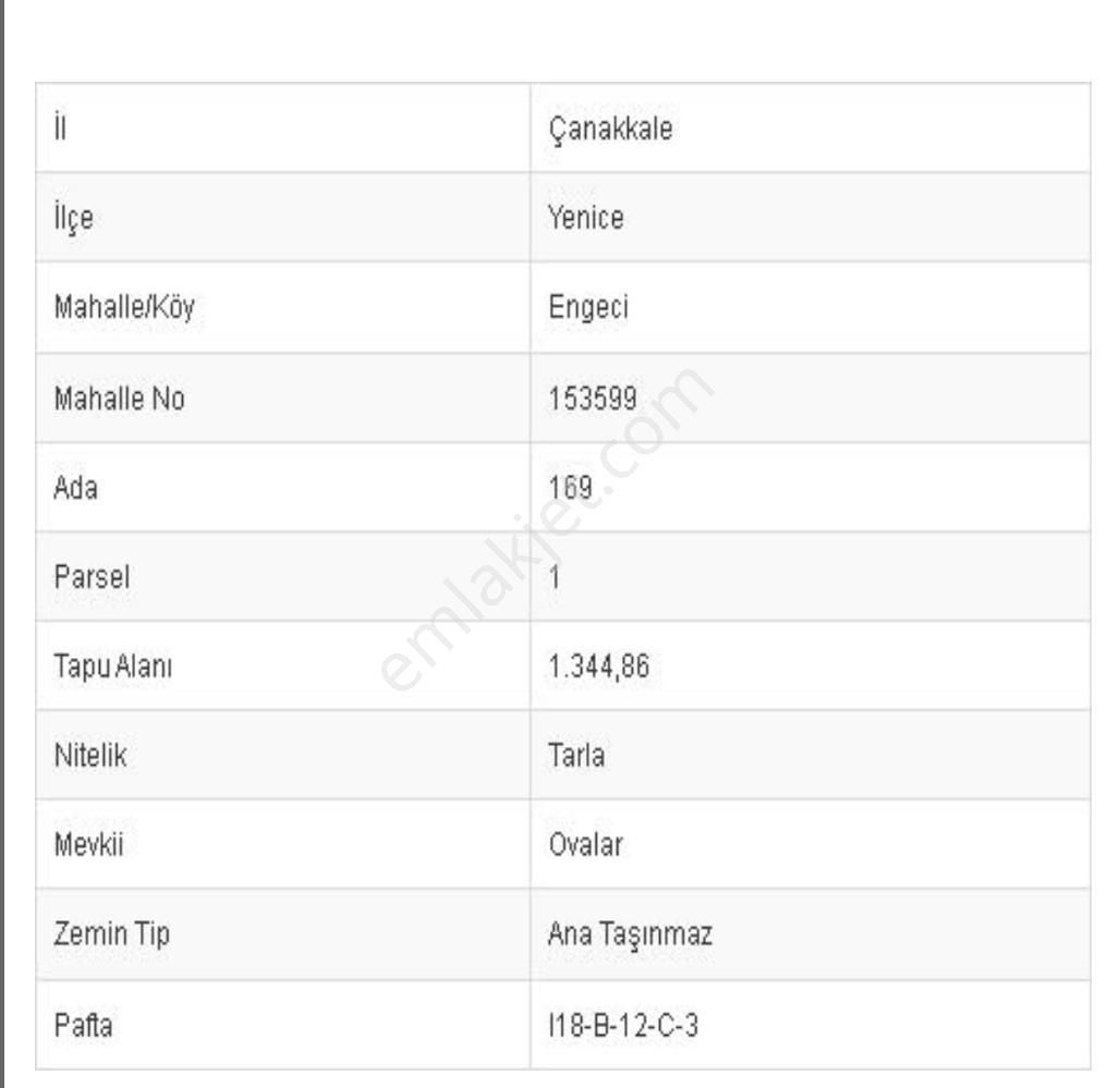 Yenice Engeci Köyü Satılık Tarla Yenice Engeci Köyünde 1344m² Satılık Mustakil Parsel Tarla Osmanlı Emlak