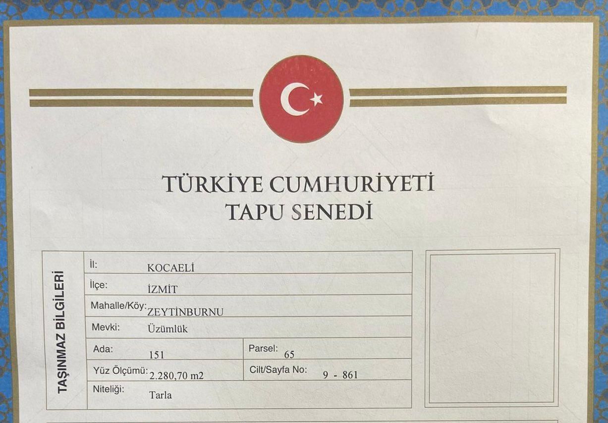 İzmit Zeytinburnu Satılık Tarla Acil Satılık Tarla