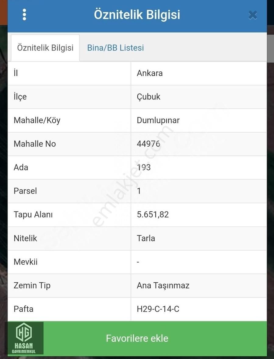 Çubuk Dumlupınar Satılık Tarla Çubuk Dumlupınarda 1185 M2