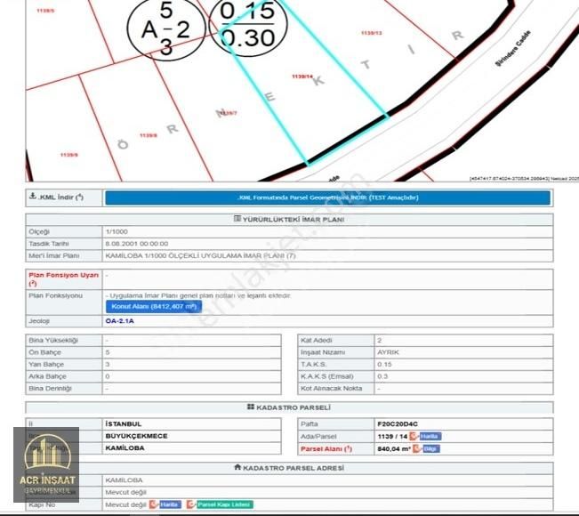 Büyükçekmece Kamiloba Satılık Villa İmarlı Hızla Değerlen Kamilobada Müstakil Tapulu 2 Villalık İmarlı Arsa