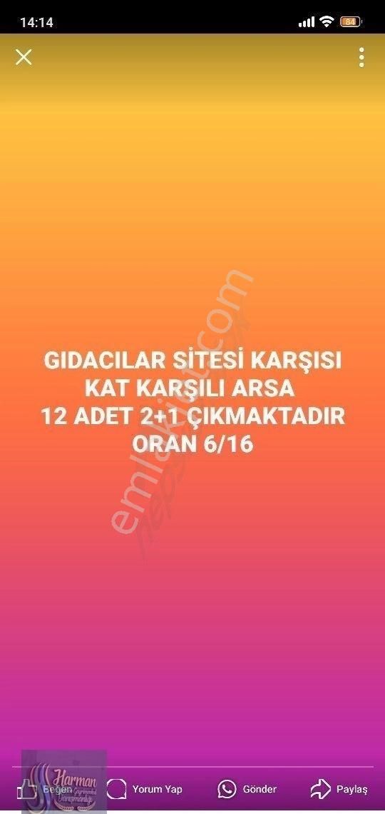 Uşak Merkez Fatih Satılık Konut İmarlı Gıdacılar Sitesi Yanı Kat Karşılığı Arsa