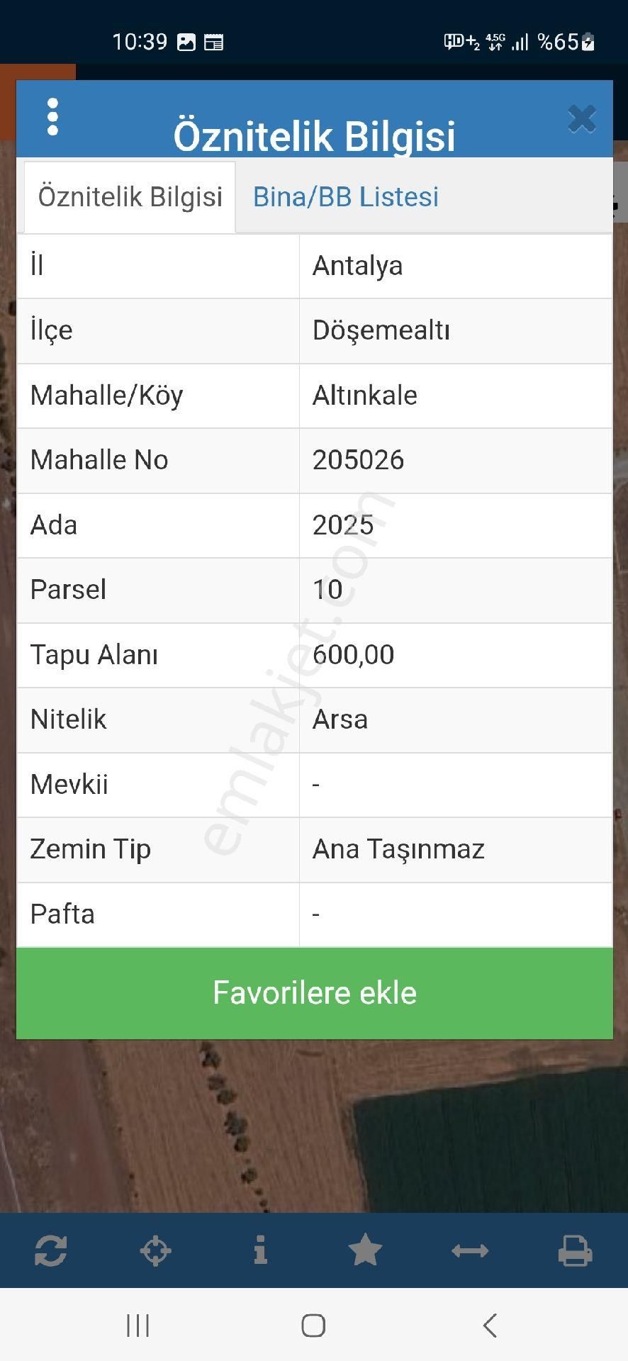 Döşemealtı Altınkale Satılık Tarla Altınkale Mahallesi'de Satılık Villa Parseli Çınar Emlak