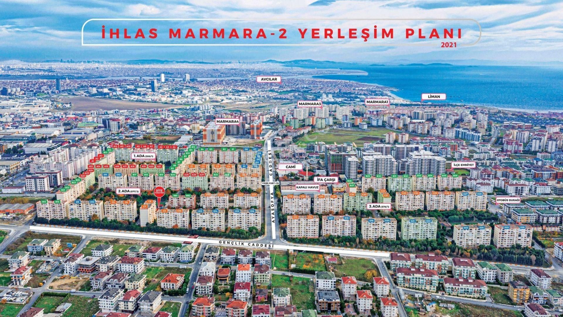 Beylikdüzü Kavaklı Satılık Daire İhlas Marmara Evleri 2 Kısım 1 Adada B Tipi 115 M2 Normal Kat K/g Cepheli Boş Daire