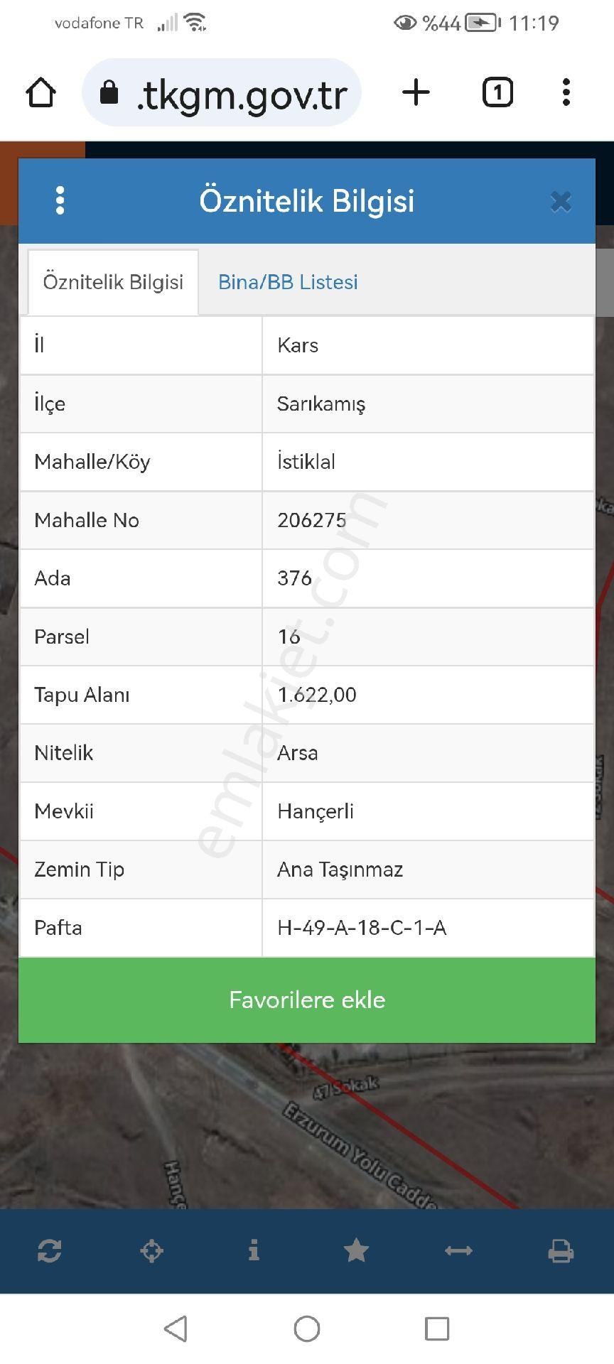 Sarıkamış İstiklal Satılık Tarla Demir Emlak Gayrimenkul Den Satılık Arsa